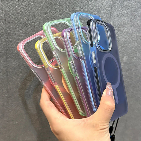 Colorful transparent phone cases.