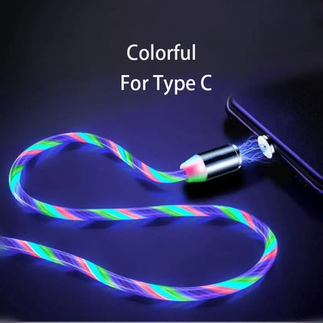 a colorful light up rope with a black background