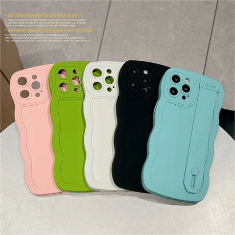 Colorful, wavy-edged phone cases.