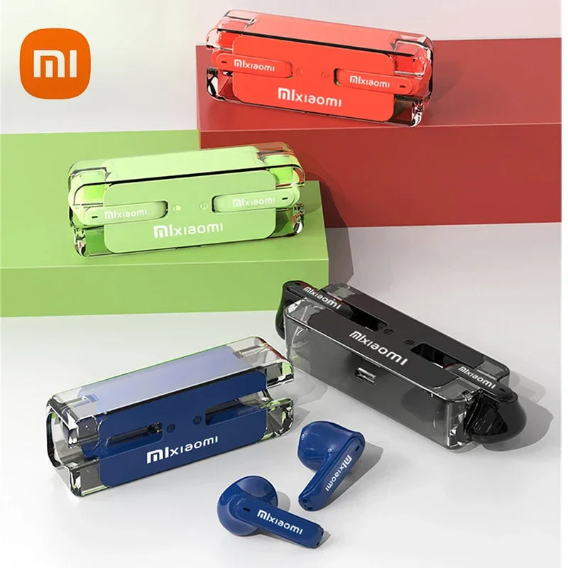 Colorful wireless earbuds with charging cases from Xiaomi.