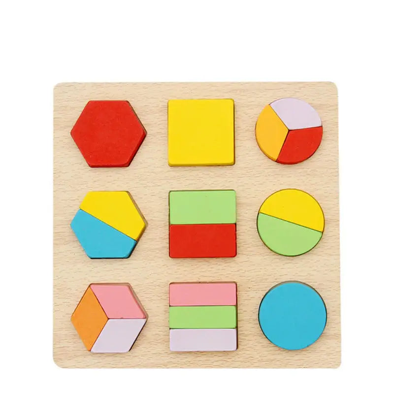 a wooden puzzle with different shapes