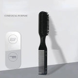 a black comb brush with a white background