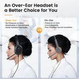 Comparison between over-ear and on-ear headsets, highlighting the advantages of over-ear models.