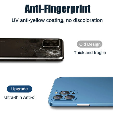 Comparison of smartphone camera designs showing an old cracked model versus a newer sleek model with multiple lenses.