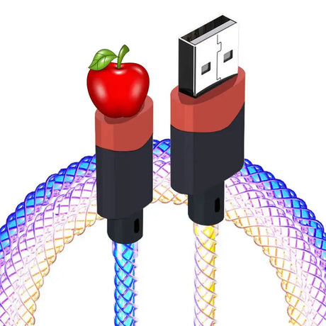 a computer cable connected to an apple