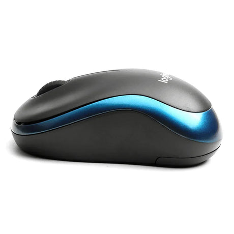 a computer mouse with a blue light on it