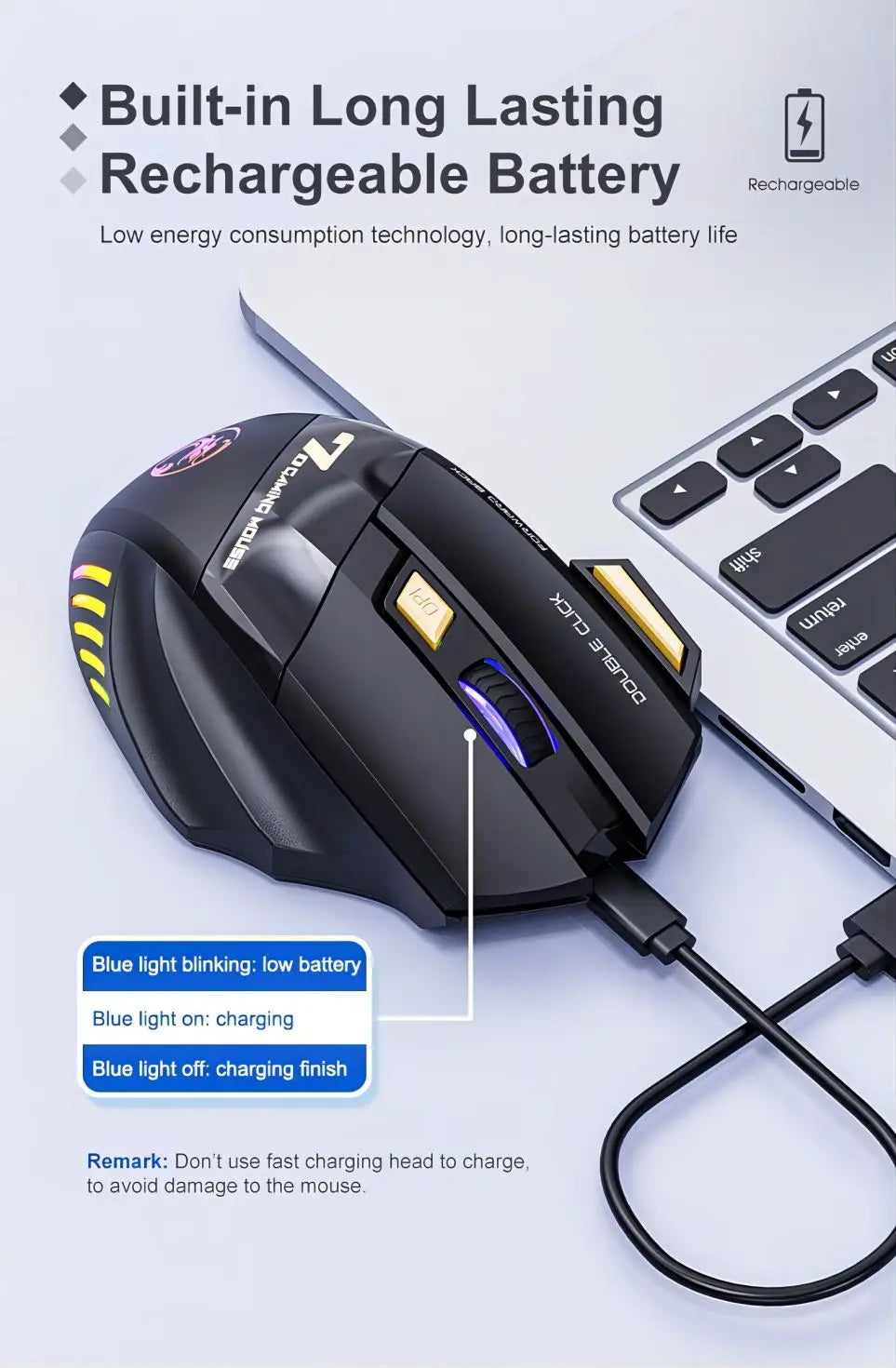 a computer mouse with a cable connected to it