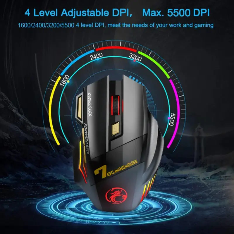 A computer mouse with the text level up, max 500dp