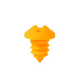 a yellow plastic screw screw with a white background