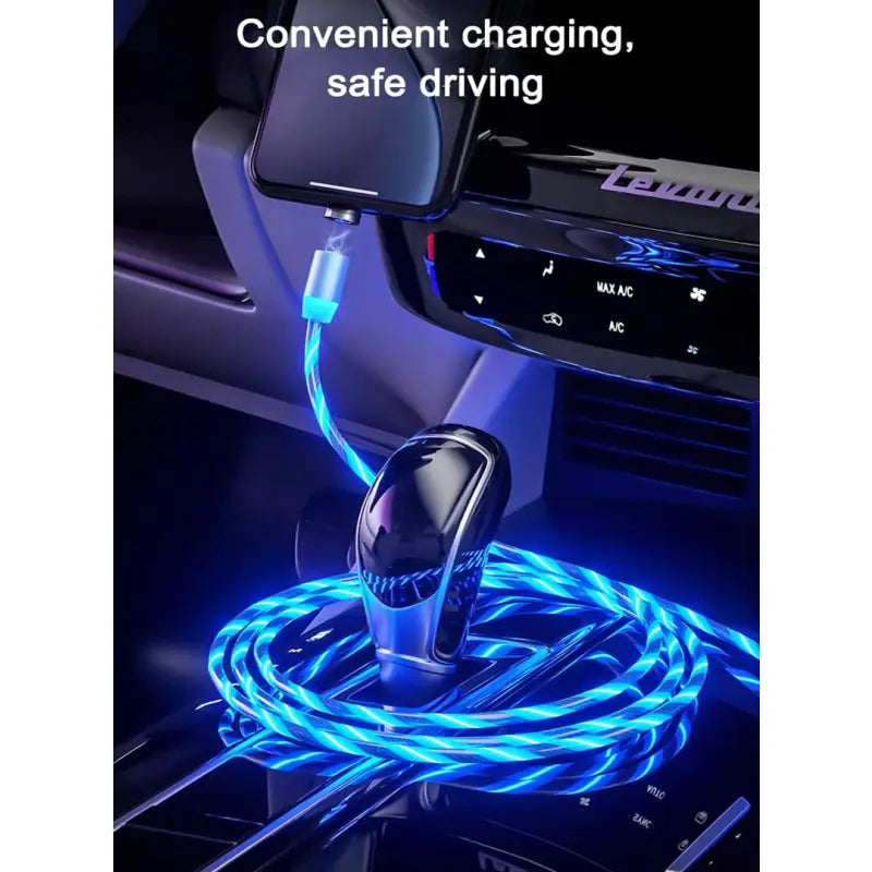 a car charger with a blue led