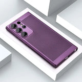 the back of a purple iphone case