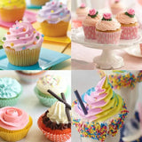 cupcakes with colorful frosting and sprinng