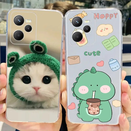 a person holding a phone case with a cat