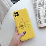 a yellow phone case with a couple holding hands
