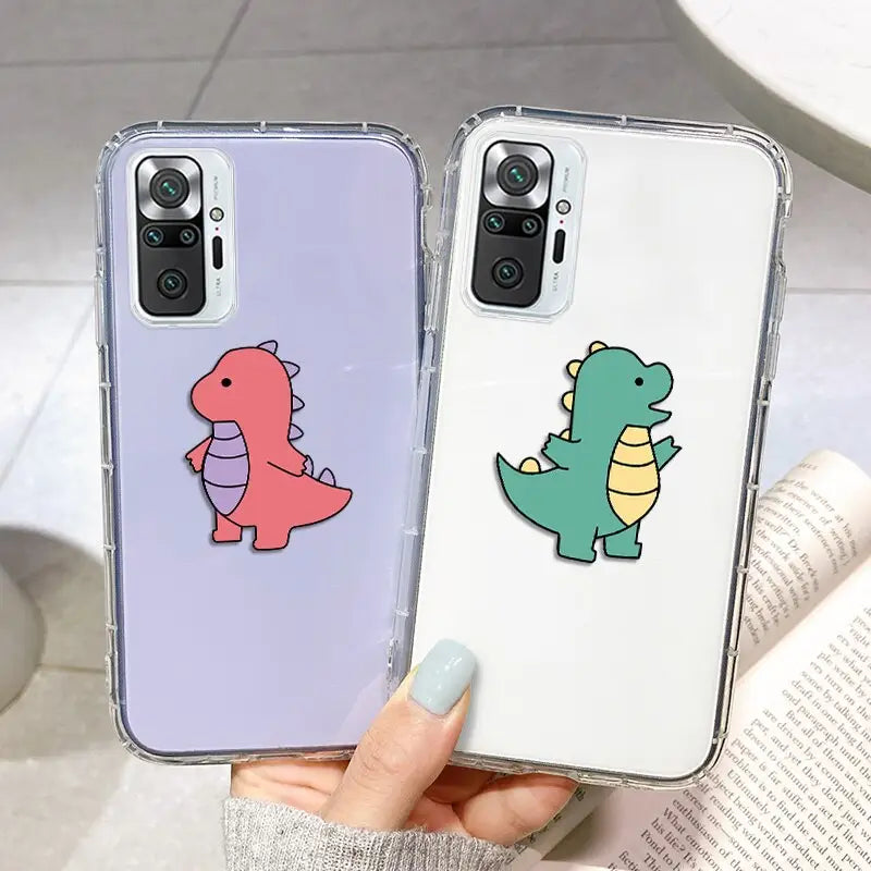 two phone cases with cartoon characters on them