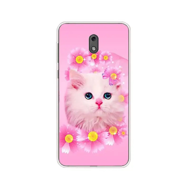 cute cat with flowers phone case