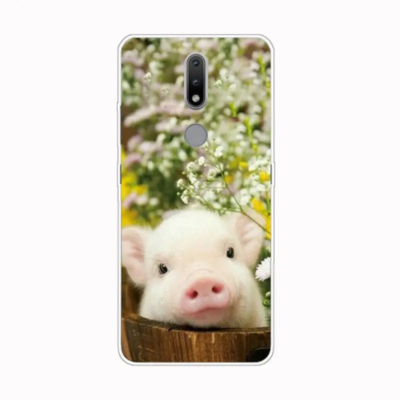 a cute pig in a flower pot phone case