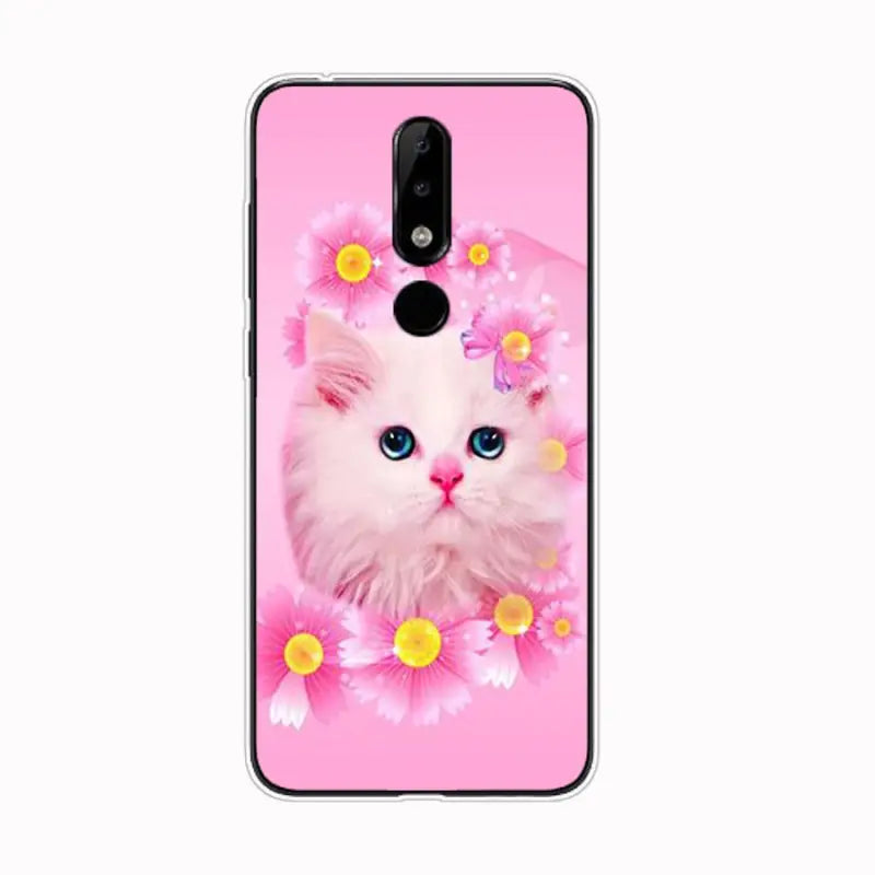 a pink cat with flowers on it’s back