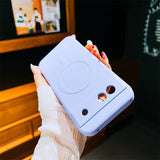 Cute light blue phone case with a cartoon animal face design.