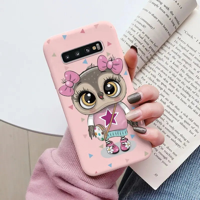 a girl with a cat phone case