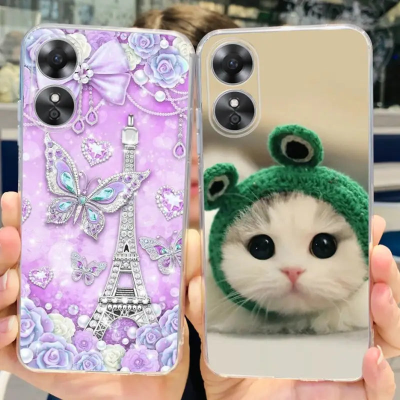 a cat with a hat and a phone case