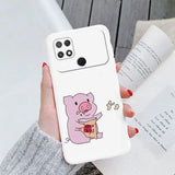 a woman holding a phone case with a pig eating an ice cream