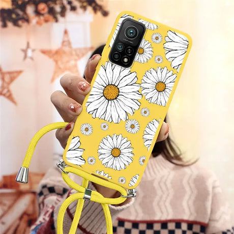 yellow daisy phone case with yellow cord