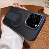 Dark blue phone case with magnetic stand.