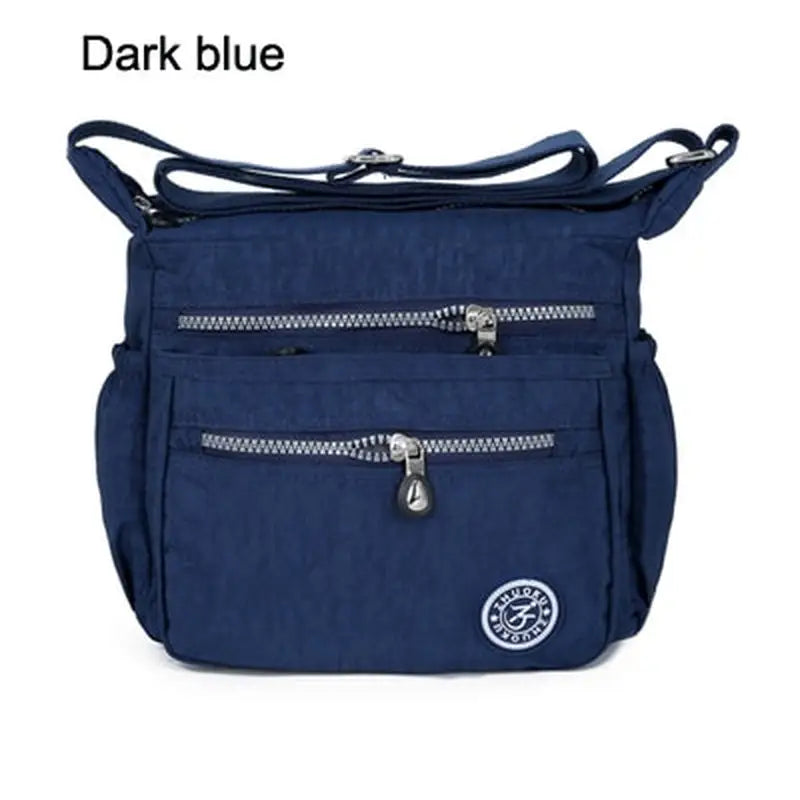 the blue bag with zippers and zippers