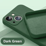 the dark green iphone case is shown with the camera lens