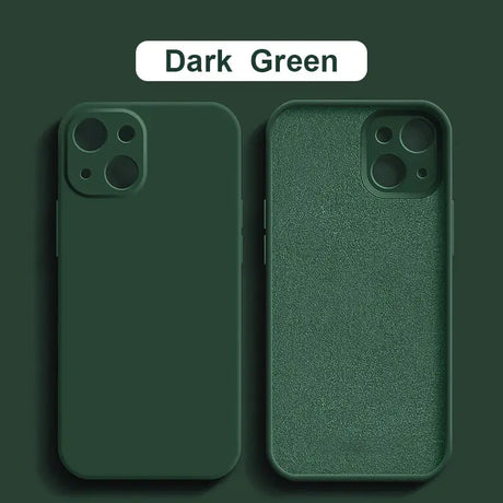 dark green iphone case with a white sticker on the back