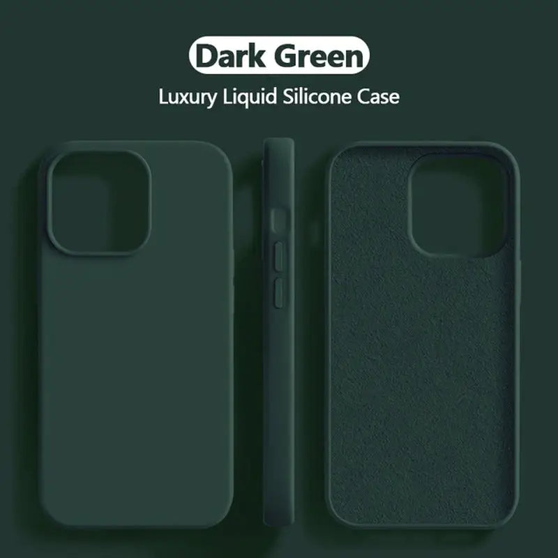 the dark green liquid silicon case for the iphone 11