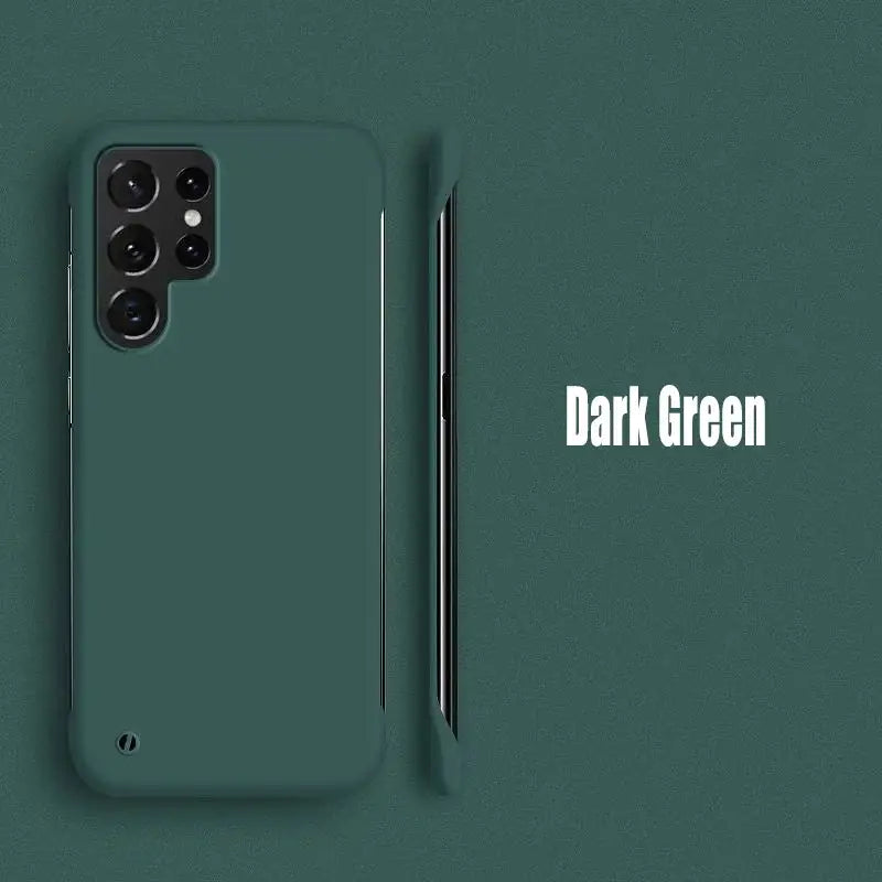 the dark green phone case is shown with the dark green logo