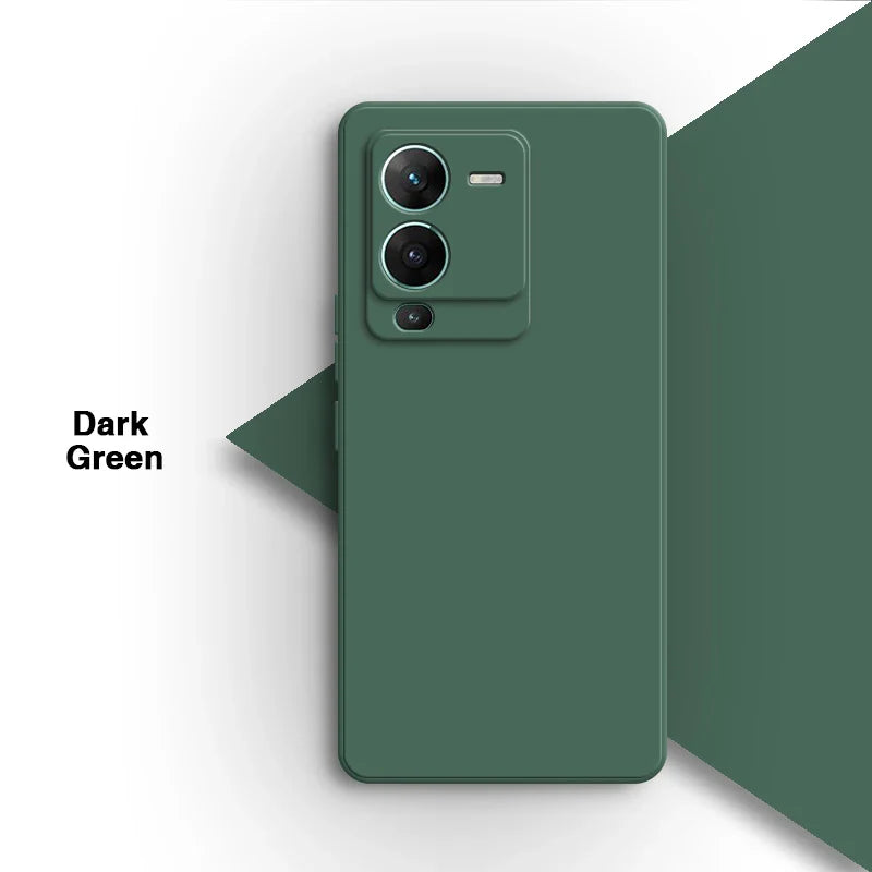 Dark green smartphone with a dual-camera setup.