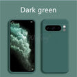 Dark green smartphone with a protective case and dual camera setup.