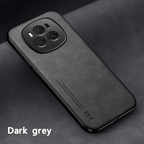 Dark grey smartphone with a prominent triple-camera setup on the back.