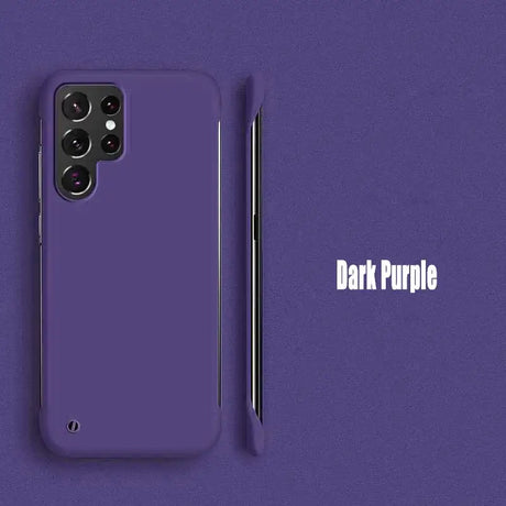 The dark purple iphone case is shown with the dark purple logo