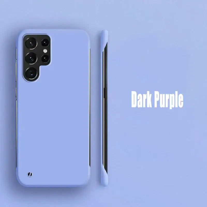 the dark purple iphone case is shown on a blue background