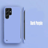 The dark purple iphone case is shown on a blue background