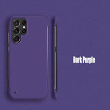 The dark purple iphone case is shown with the dark purple logo