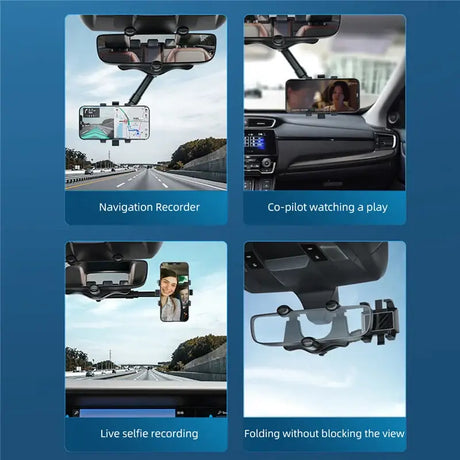 The dash camera is shown in four different positions