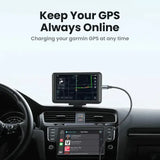 the dashboard of a car with the text keep your gps