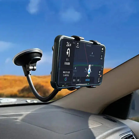 the car dashboard with a phone in it