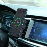 a car dashboard with a phone in the center