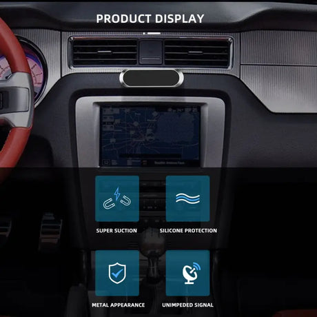 the dashboard of a car with the screen showing the display