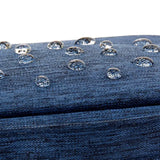 a denim fabric with water droplets
