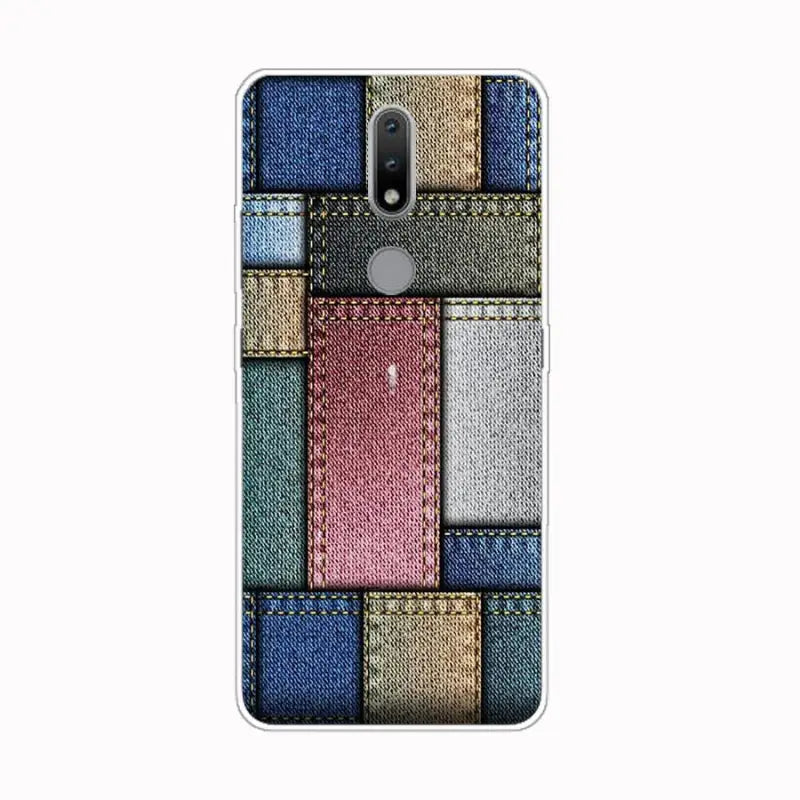 the denim patching pattern on this case is made from scratch resistant material