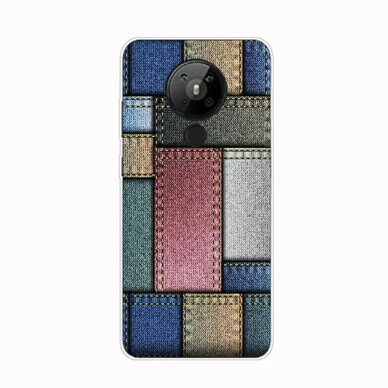 the denim patching pattern on this motorola moto phone case