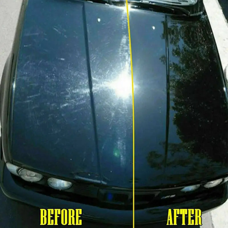 a car with a dent on it’s hood