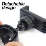 Detachable plastic component with a ball joint and circular mounting piece.